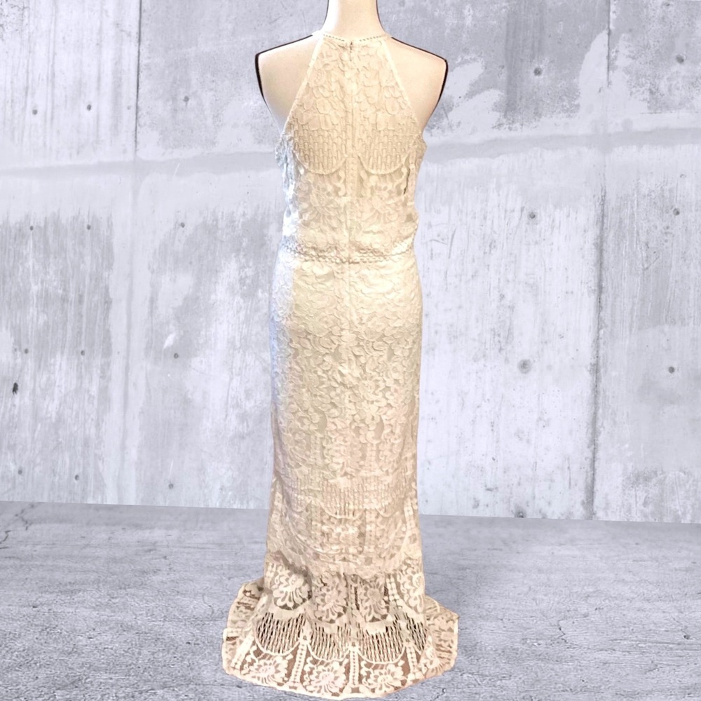 Lulus Magic in the Moment Off White Lace Tiered Maxi Dress Halter Bridal XL New - Picture 4 of 11